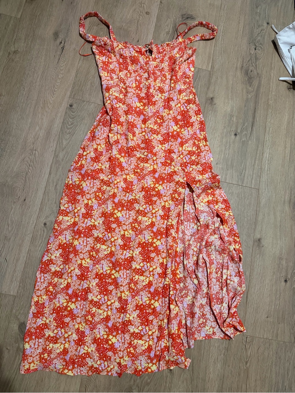 Astr Floral Maxi Slip Dress in Red with Pink & Yellow
